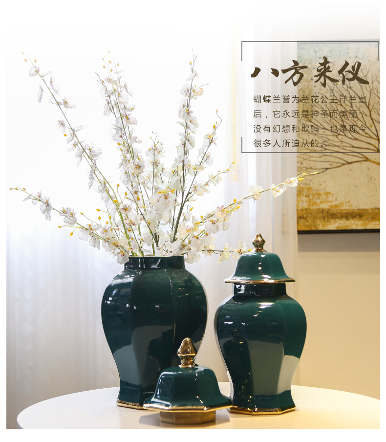 Jingdezhen new Chinese style originality gold - plated flower is placed between example hotel general pot vase in the sitting room porch decoration