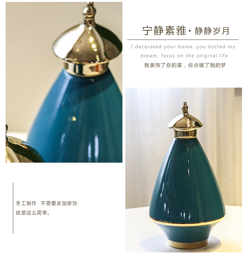 Jingdezhen new Chinese style originality three - piece gold - plated vase flower implement general light tank furnishing articles European key-2 luxury piggy bank