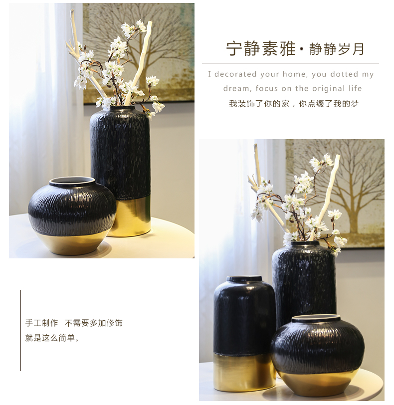 Jingdezhen light of new Chinese style key-2 luxury simplicity vase between example hotels sitting room adornment flower ceramic flower implement large furnishing articles