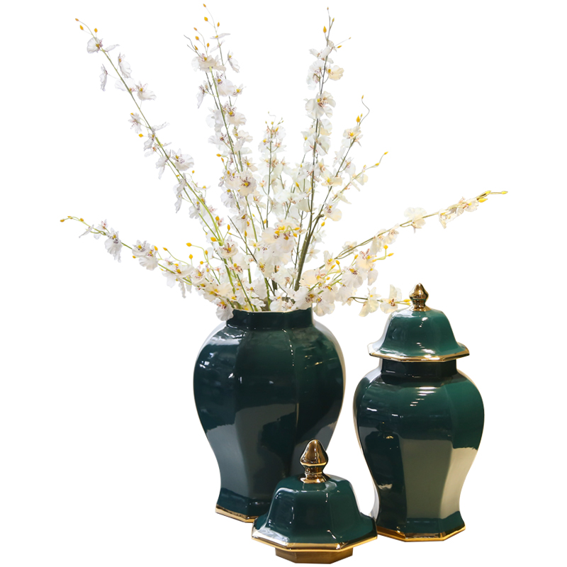 Jingdezhen new Chinese style originality gold - plated flower is placed between example hotel general pot vase in the sitting room porch decoration