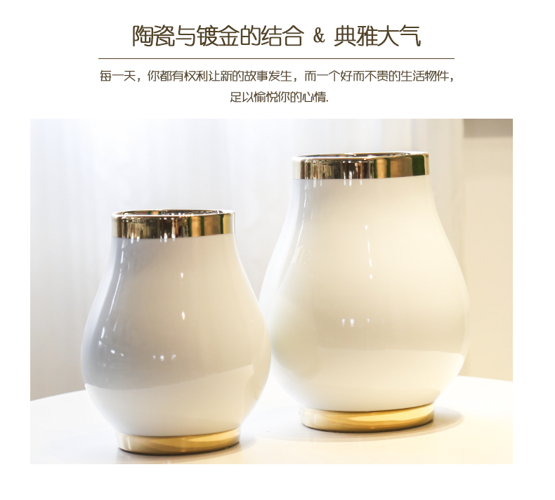 Jingdezhen new Chinese style light wine TV ark key-2 luxury vase flower flower implement hotel white sitting room adornment is placed