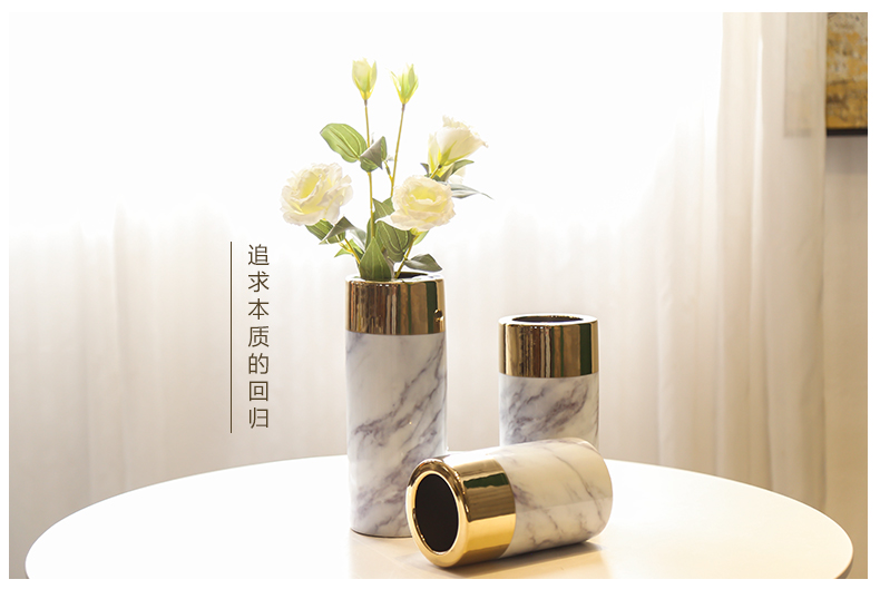 Jingdezhen new Chinese style light much creative flower marbled ceramic vase furnishing articles hotel sitting room adornment