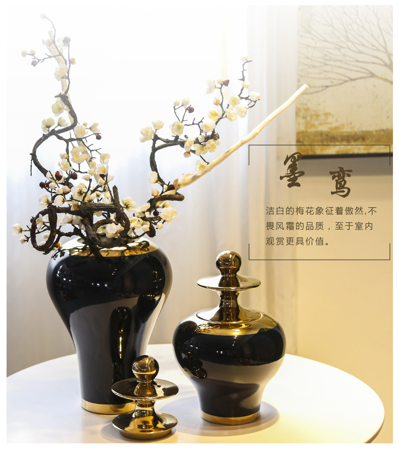 Jingdezhen ceramic vases, flower, flower implement new Chinese style light model simulation flower restaurant hotel decoration decoration key-2 luxury