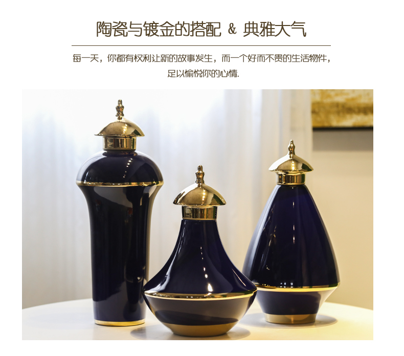 Jingdezhen ceramic general canister light of new Chinese style living room key-2 luxury furnishing articles club mesa receptacle between example hotel floral outraged