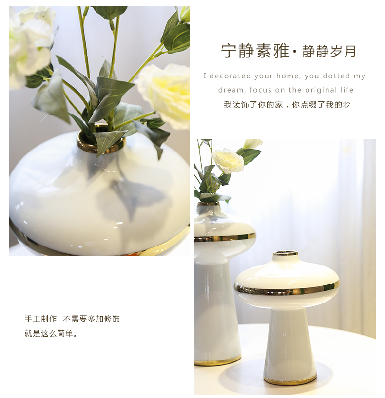 Jingdezhen ceramic light mesa of new Chinese style living room decoration to the hotel villa key-2 luxury furnishing articles flower vases, flower simulation