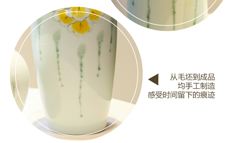 Jingdezhen ceramic hand - made furnishing articles hotel restaurant sitting room adornment flower implement new Chinese copper decoration example room cost