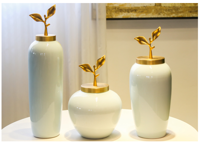 Jingdezhen ceramic hand - made furnishing articles hotel restaurant sitting room adornment flower implement new Chinese copper decoration example room cost