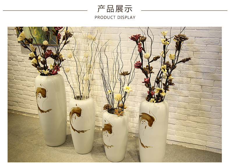 Jingdezhen sitting room, dining - room floor vase store of new Chinese style clothing store decoration flower implement ceramic flower receptacle, furnishing articles