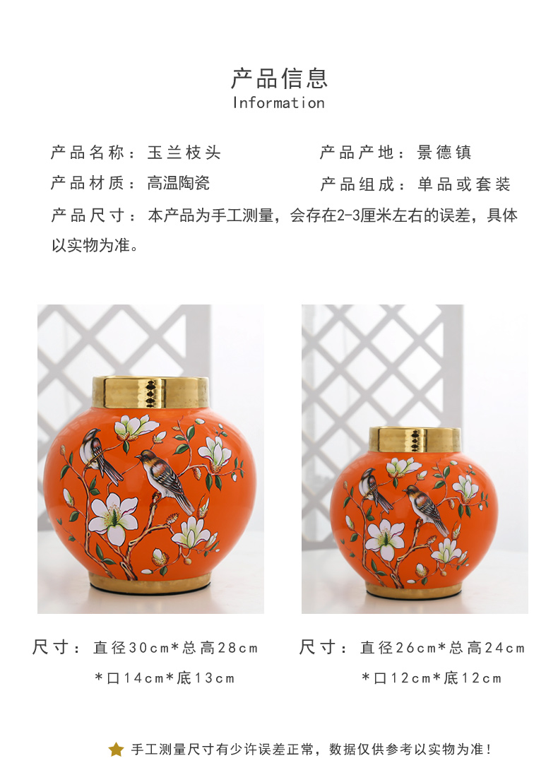 Mesa of jingdezhen ceramic vase light sitting room key-2 luxury furnishing articles decorations flower arranging hydroponic household simulation flower, flower art