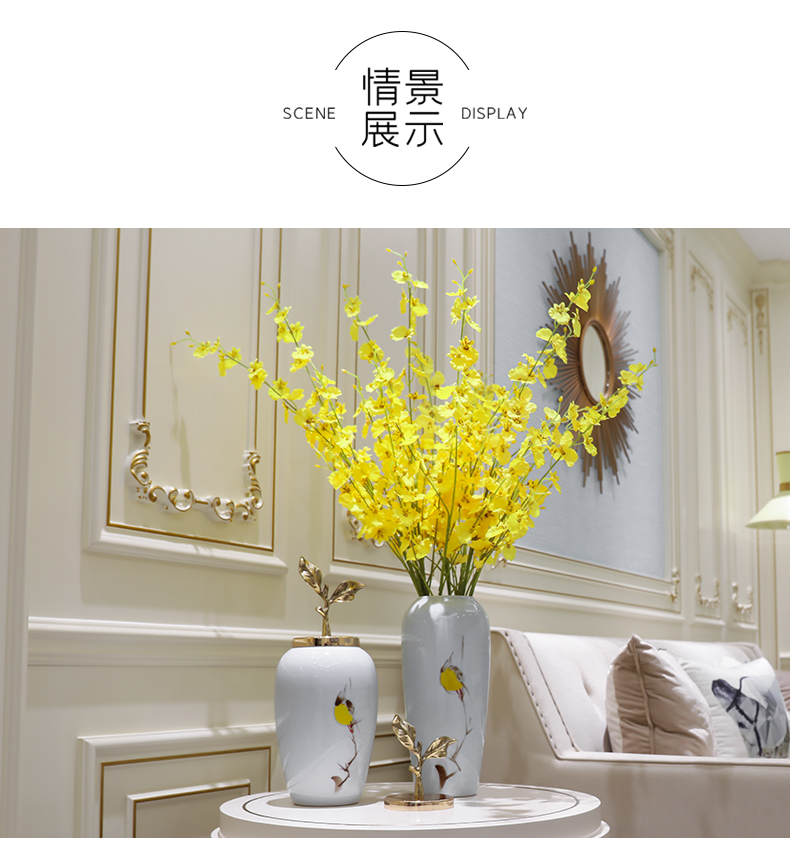 The Modern new Chinese vase household TV ark, porch place jingdezhen ceramic flower arranging dried flowers sitting room adornment