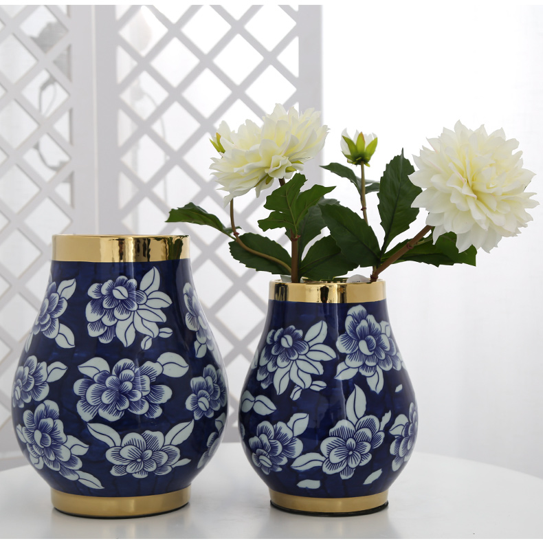 Jingdezhen ceramic mesa furnishing articles sitting room, dining - room table decoration vase simulation false hydroponic flower decoration