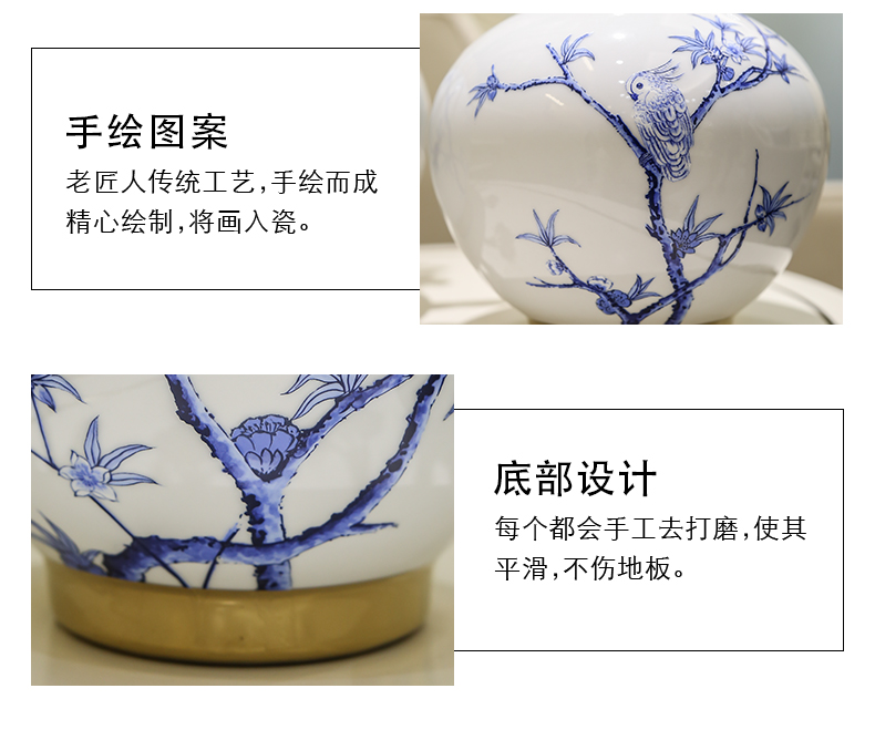 Jingdezhen ceramic porcelain simulation dried flower vase furnishing articles furnishing articles, the sitting room is the study of new Chinese style porch flower arranging decoration