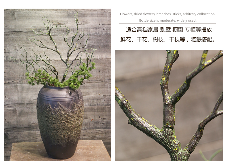 Jingdezhen ceramic coarse pottery vase furnishing articles mesa adornment restoring ancient ways between example villa simulation flower flower flower art