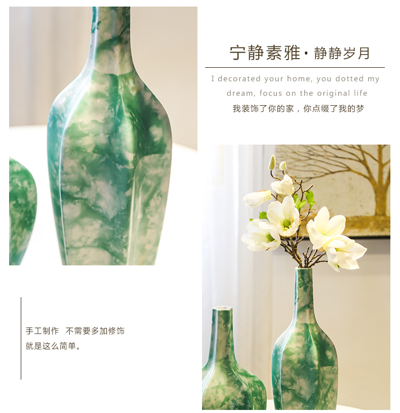 Jingdezhen ceramic new Chinese style flower vase furnishing articles sitting room porch decoration flower implement the simulation of dry flower on the table