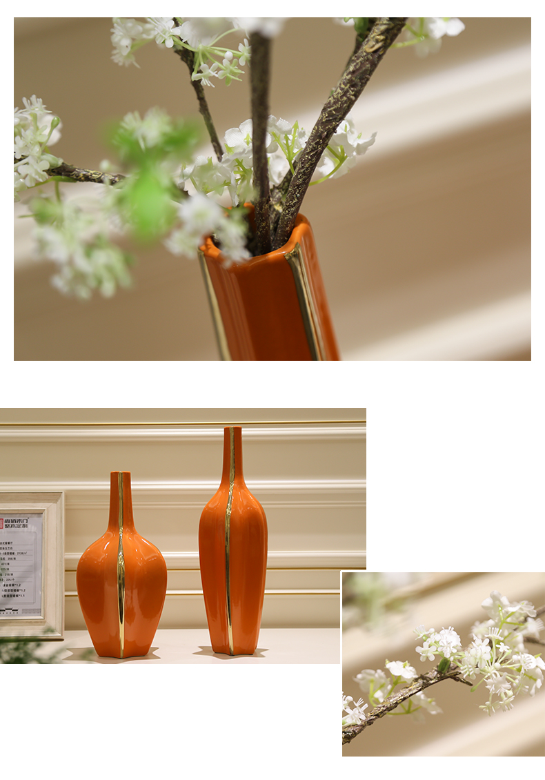 Light European - style key-2 luxury furnishing articles ceramic vase sitting room porch TV ark, dried flowers, flower arrangement Nordic table home decoration