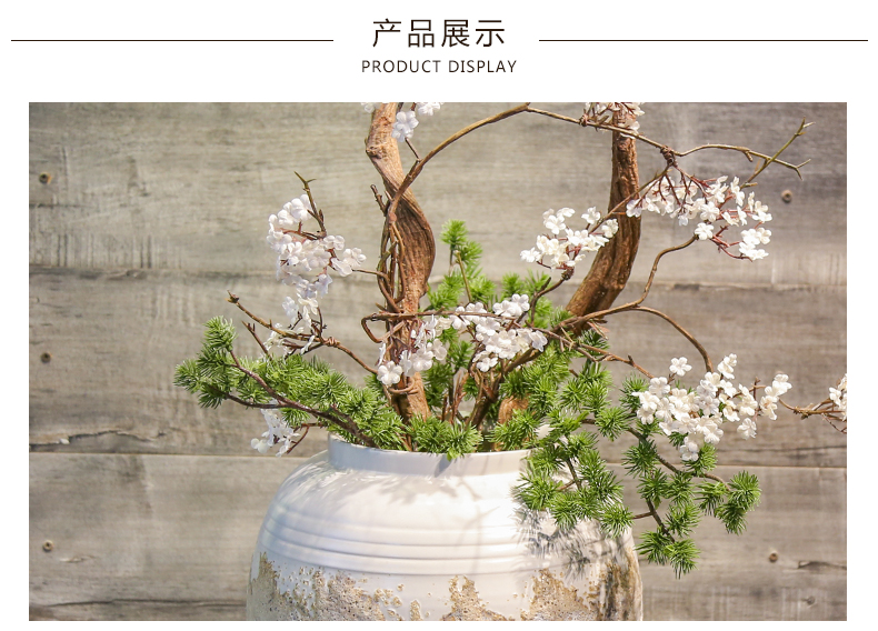 Jingdezhen manual coarse pottery imitation mesa vase is placed between sitting room villa hotel example simulation flower tree decoration