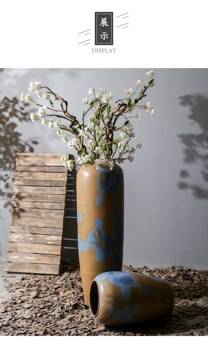 Sitting room ground ceramic vase furnishing articles to restore ancient ways American plug-in the dried flower implement jingdezhen coarse pottery flowerpot decorations