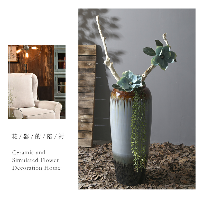 Restoring ancient ways of jingdezhen ceramic landing big vase against the true flower POTS hotel club villa soft adornment is placed