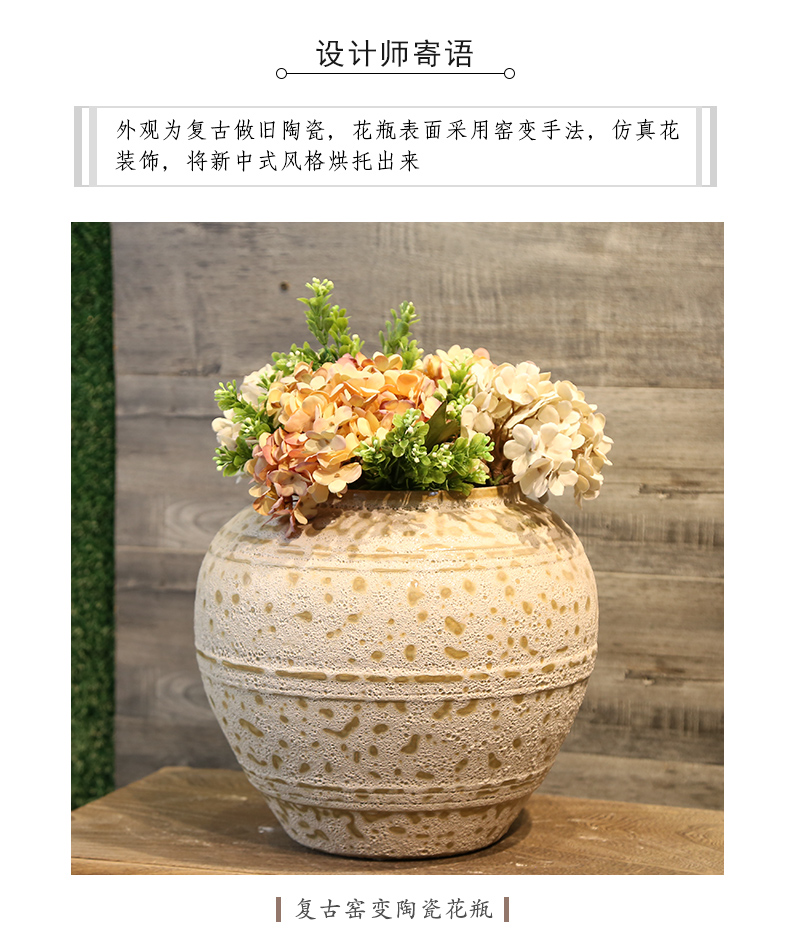 Coarse pottery vase retro mesa teahouse club house decoration flower between example simulation flower ceramic flower decoration furnishing articles