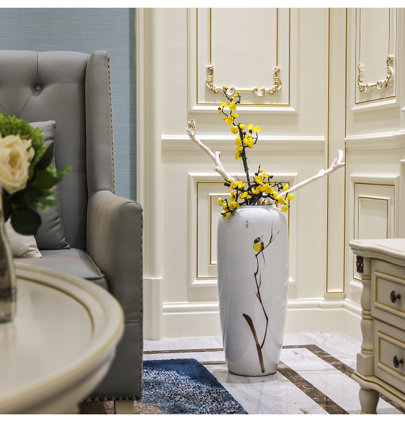 New Chinese style of jingdezhen ceramic vase contracted sitting room dry flower arranging flowers floor vase decoration flower implement furnishing articles