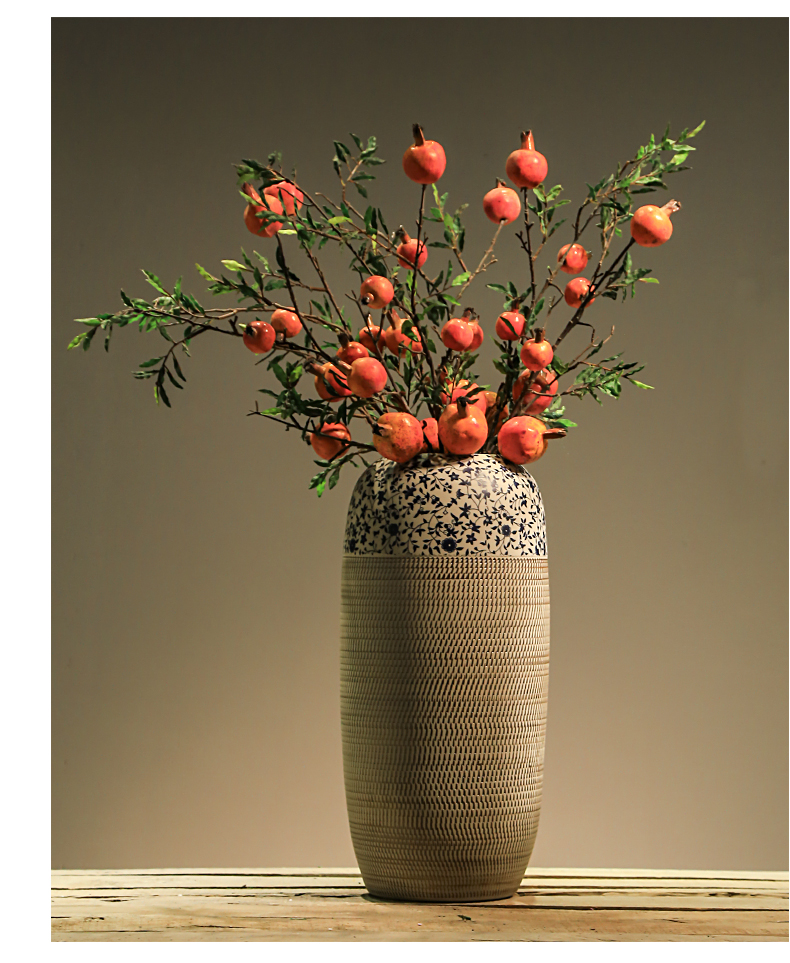 Jingdezhen landing simulation flower decoration flower vase restoring ancient ways of new Chinese style tea house sitting room, bedroom decoration pomegranate fruit