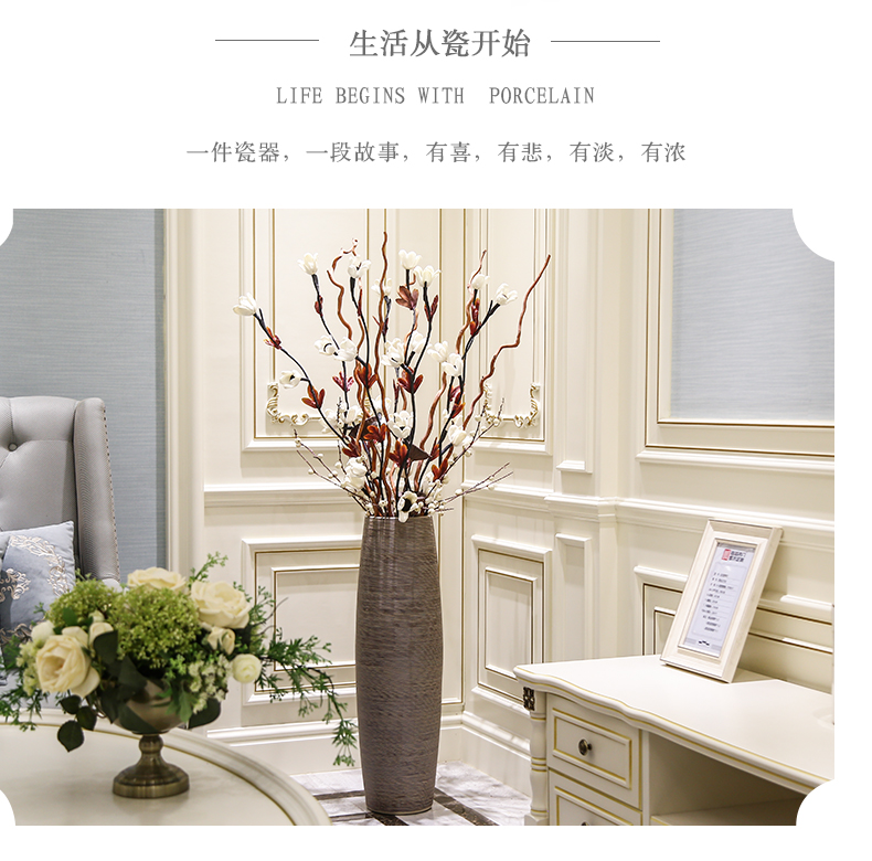 Jingdezhen landing large ceramic vases, new Chinese style flower sitting room porch dried flower adornment bedroom furnishing articles