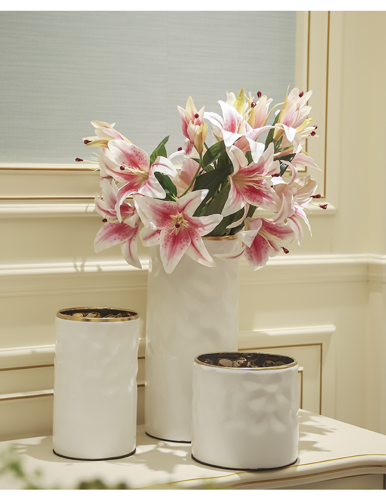 Nordic light ceramic big vase decoration key-2 luxury furnishing articles creative home sitting room new Chinese flower arranging dried flower adornment flowers