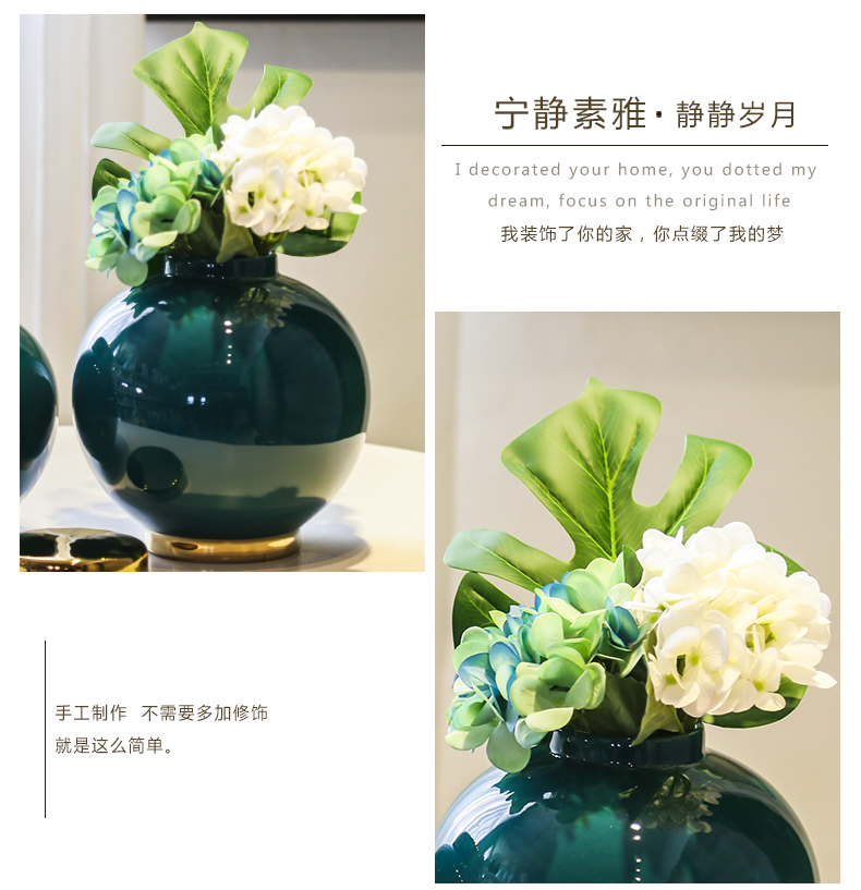 Jingdezhen ceramic flower vases of new Chinese style living room TV cabinet table light key-2 luxury furnishing articles simulation flowers, artificial flowers