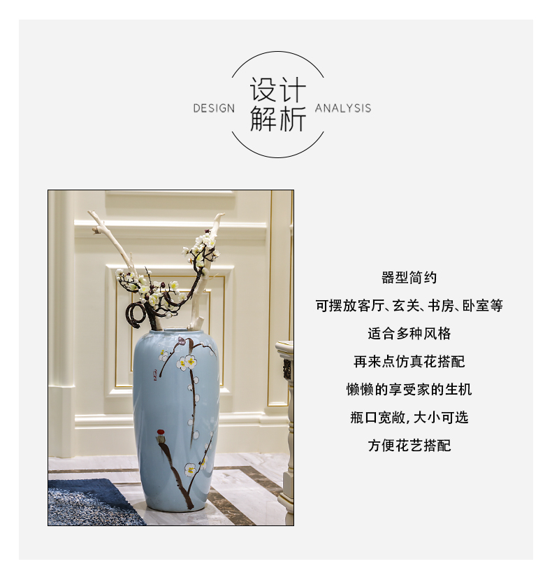 Jingdezhen dried flower vase landing large ceramic new Chinese style is I and contracted sitting room porch flower arranging furnishing articles