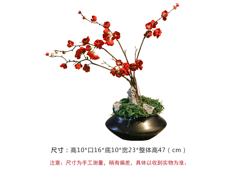 Retro nostalgia indoor simulation name plum flower pot sitting room, dining - room jingdezhen creative household adornment the plants small place