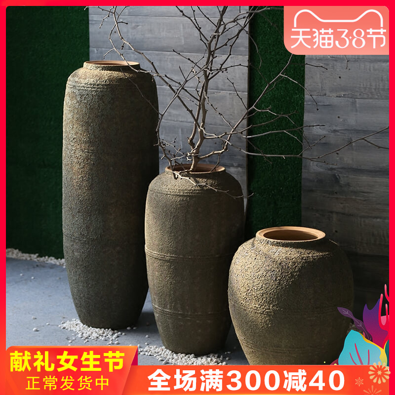 Coarse pottery retro nostalgia vases, pottery decoration to the hotel club villa garden flower implement landing ceramic flower furnishing articles