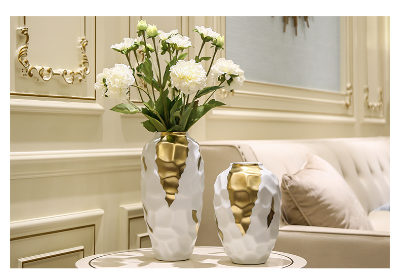 TV cabinet mesa of gold - plated vase modern light sitting room key-2 luxury contracted household soft outfit ceramic flower implement simulation flower decoration