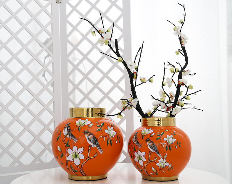 Mesa of jingdezhen ceramic vase light sitting room key-2 luxury furnishing articles decorations flower arranging hydroponic household simulation flower, flower art