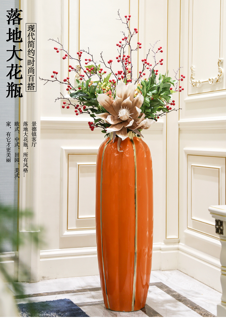 Light key-2 luxury furnishing articles sitting room put ceramic vase simulation flower of high - grade floor bedroom large flower decoration decoration flower art