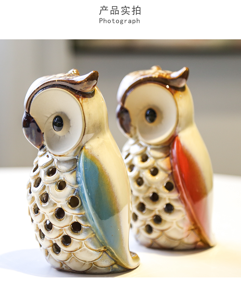 The owl ceramic small desktop furnishing articles furnishing articles animals living room, bedroom of children room TV ark, home decoration decoration