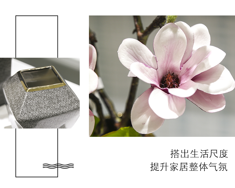 New Chinese style style decoration snakeskin grey marble green leaves an irregular art ceramic vase decoration