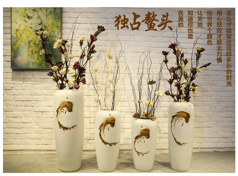 Jingdezhen sitting room, dining - room floor vase store of new Chinese style clothing store decoration flower implement ceramic flower receptacle, furnishing articles