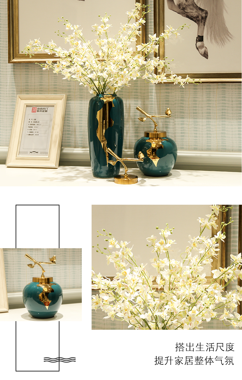 Light European - style key-2 luxury ceramic vase furnishing articles sitting room flower arranging TV ark, creative household decoration flower table decorations