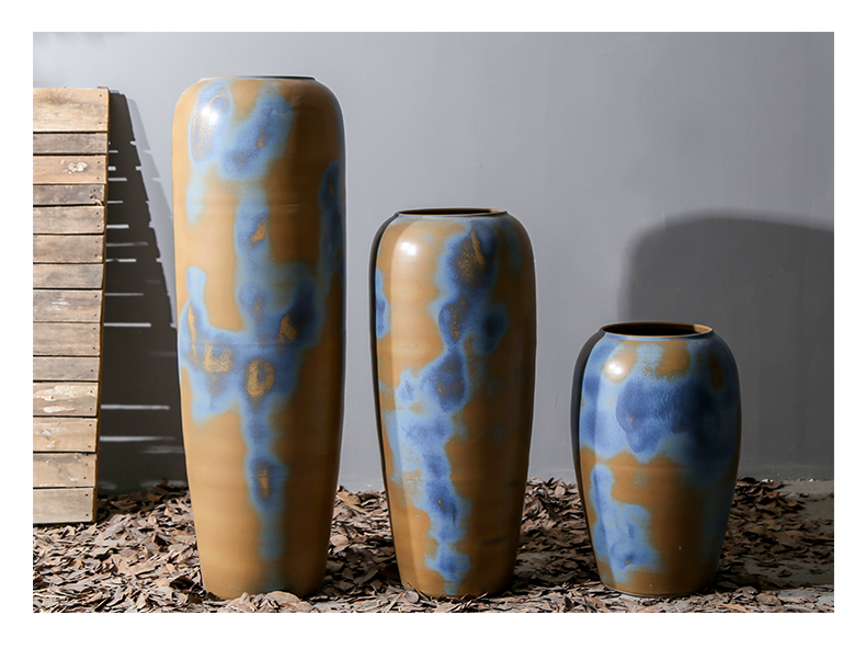 Sitting room ground ceramic vase furnishing articles to restore ancient ways American plug-in the dried flower implement jingdezhen coarse pottery flowerpot decorations