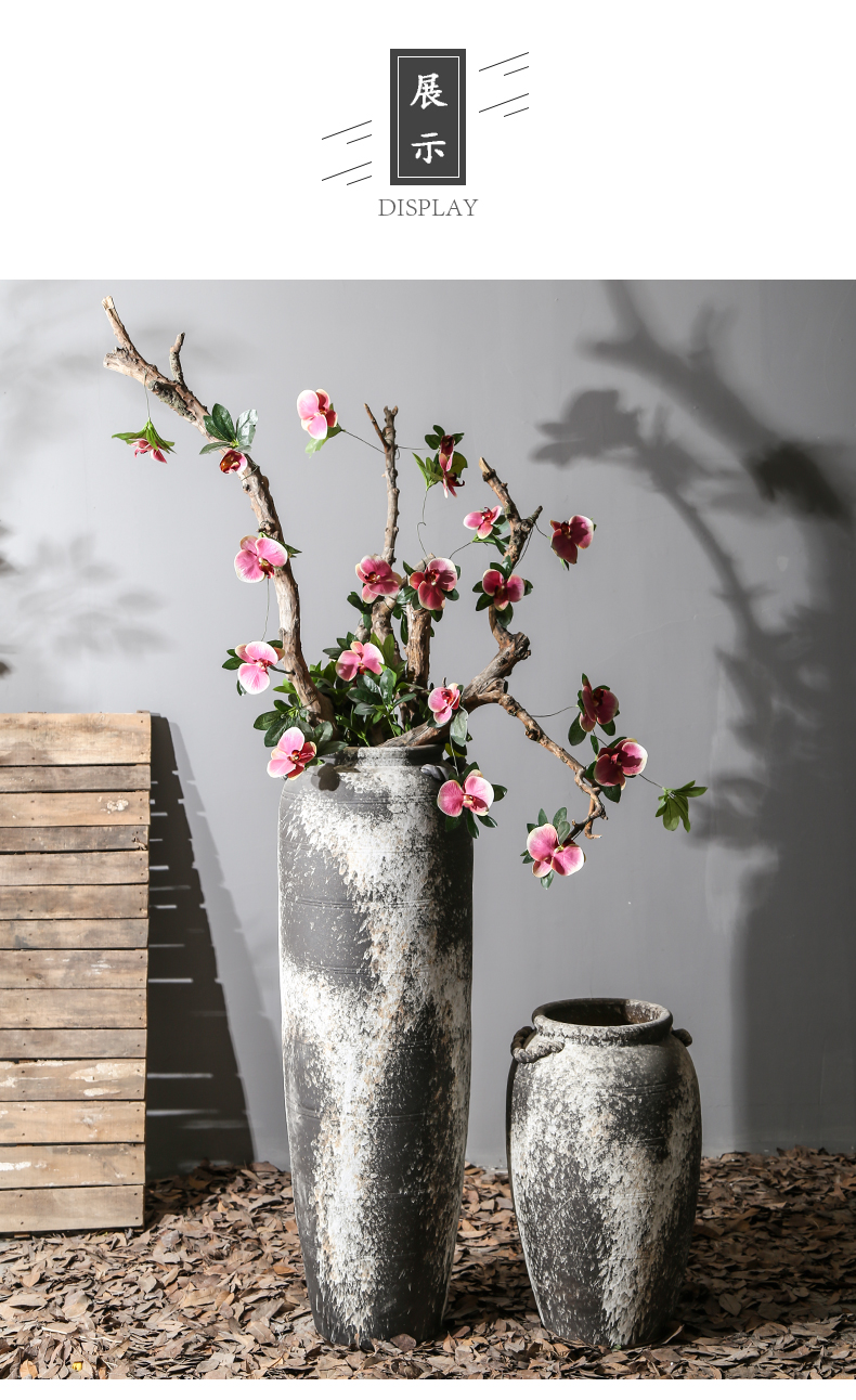 Chinese style restoring ancient ways of large ceramic vase furnishing articles pottery sitting room hotel decoration flower arranging dried flowers thick ceramic bottle