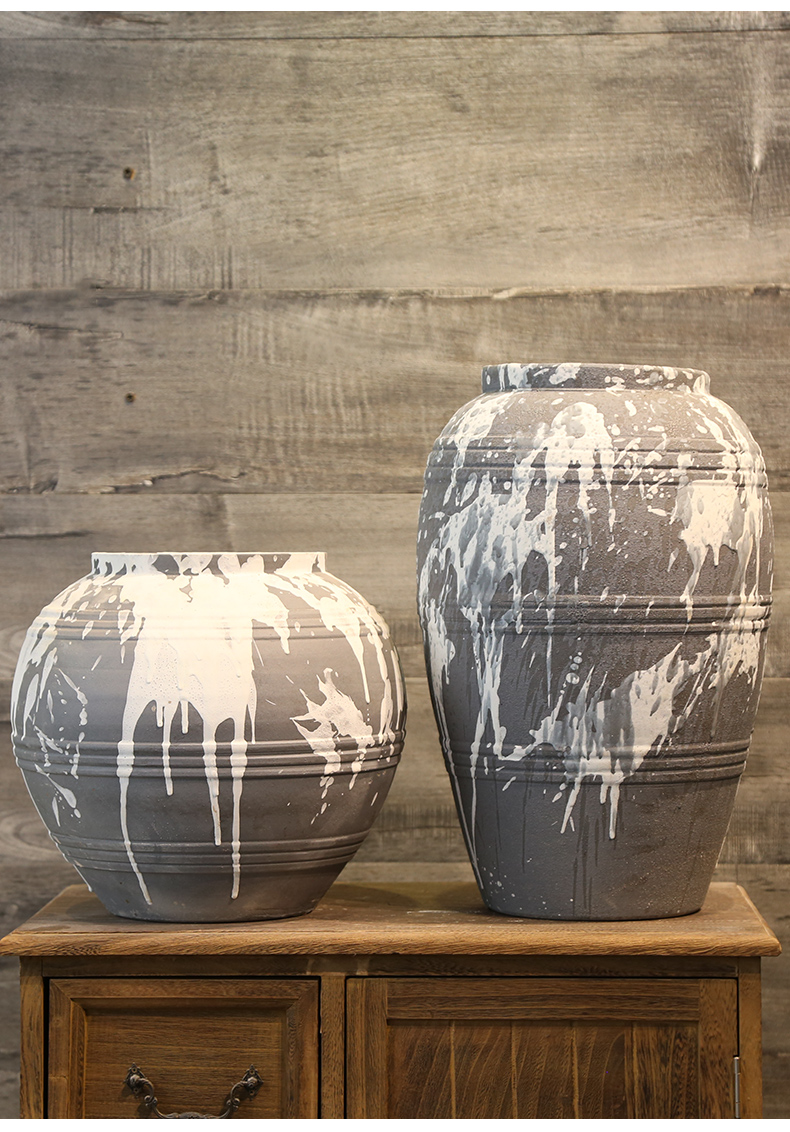 Jingdezhen checking retro mesa vase teahouse adornment between example simulation flower, dried flower flower ceramic big furnishing articles