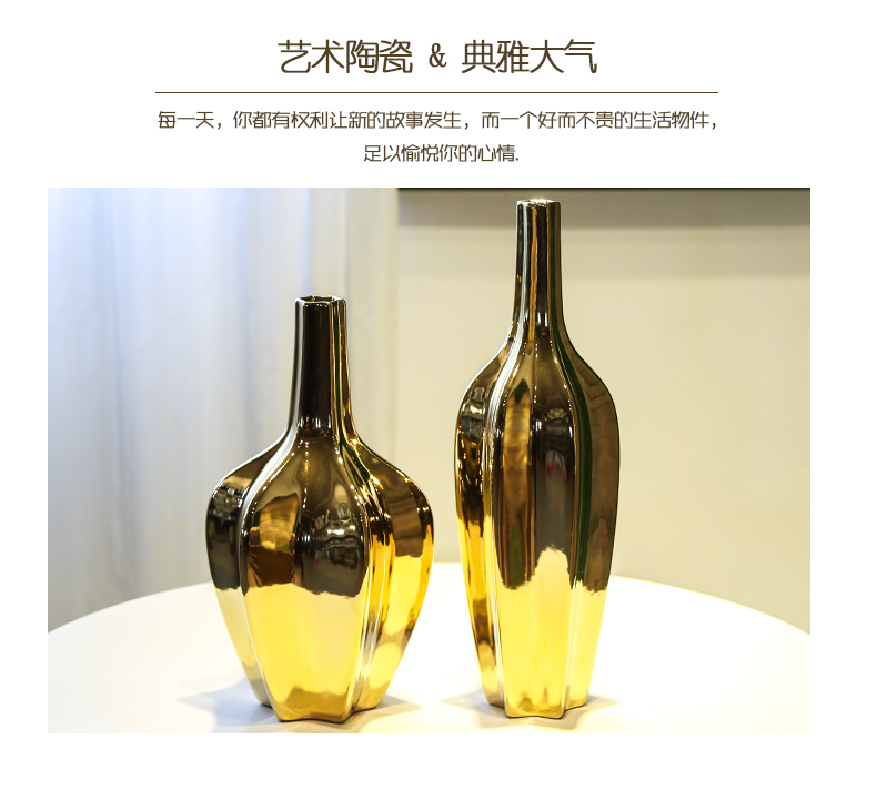 Jingdezhen ceramic furnishing articles between example of new Chinese style club house decoration decorative vase gold - plated flower implement TV ark, receptacle