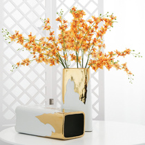 Jingdezhen new Chinese light luxury countertop vase simulation flower floral decoration ceramic flower decoration TV cabinet decoration