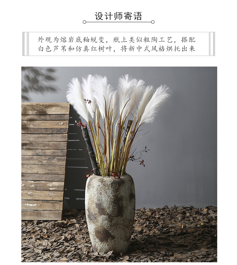 Retro coarse TaoHua implement hotel villa floor ceramic large vases, flowers simulation between example floral decoration furnishing articles