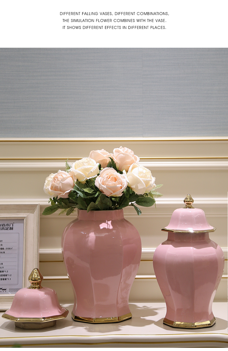 Jingdezhen decorates sitting room porch light European - style key-2 luxury furnishing articles vase simulation for household decoration flower flower arranging flowers