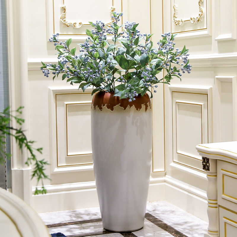 Jingdezhen ceramic vase floor-to-ceiling large living room dry flower arrangement ornaments white Nordic modern minimalist decorations