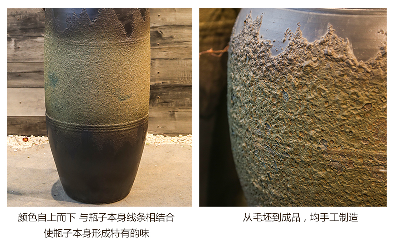 Jingdezhen coarse pottery vases, flower implement furnishing articles pottery decoration decoration indoor garden ground simulation flowers floral receptacle