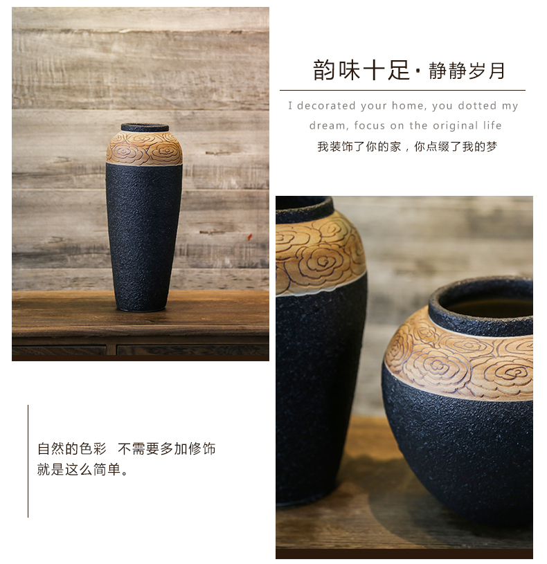 Manual its coarse pottery machine ceramic vase crispy noodles restoring ancient ways furnishing articles study of sitting room tea table decoration flower flower art