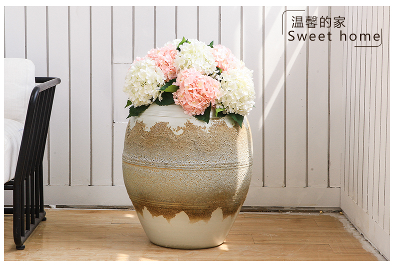 Jingdezhen retro creative pastoral big vase hotel lobby villa garden decoration floral landing place