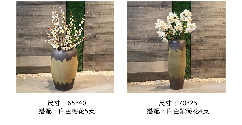 Retro nostalgia coarse some ceramic pot earthenware vase mesa ceramic flower decoration to the hotel the sitting room ground flower furnishing articles